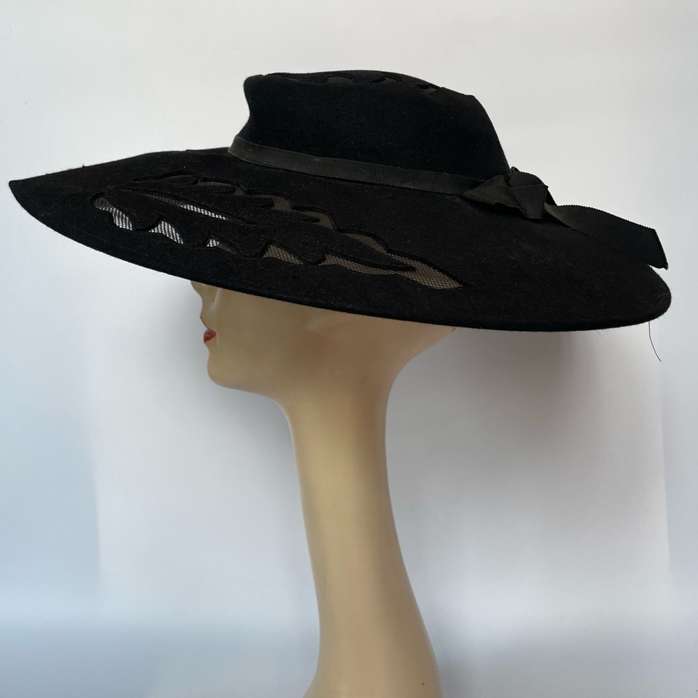 Vintage Wide Brim Hat Lace Cut Out - Picture 5 of 12